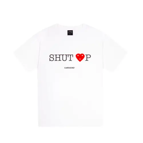 white-carsicko-shut-up-t-shirt white carsicko shut-up t-shirt