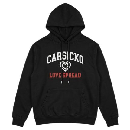 Front view of the carsicko love spread hoodie